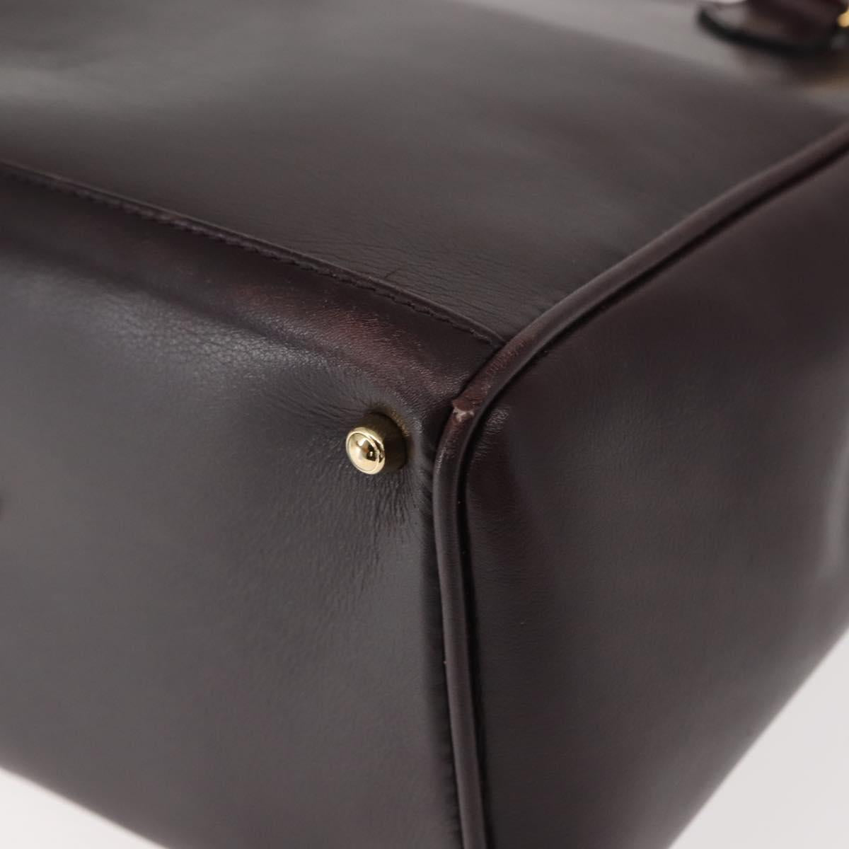 GUCCI Bamboo Hand Bag Leather 2way Brown Gold Auth 151967