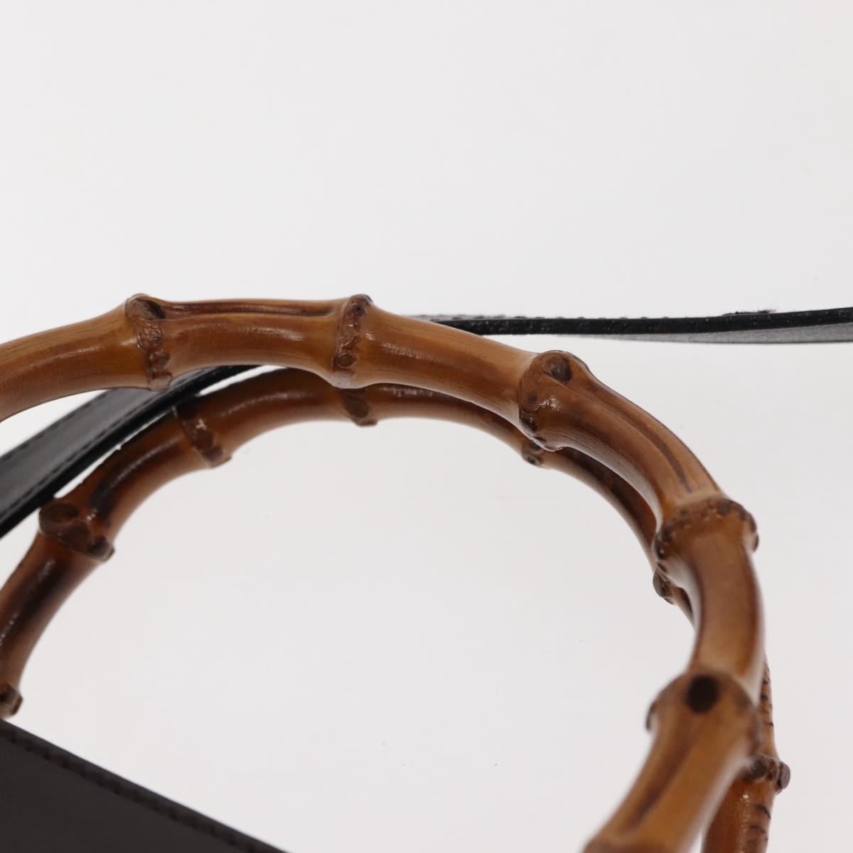 GUCCI Bamboo Hand Bag Leather 2way Brown Gold Auth 151967
