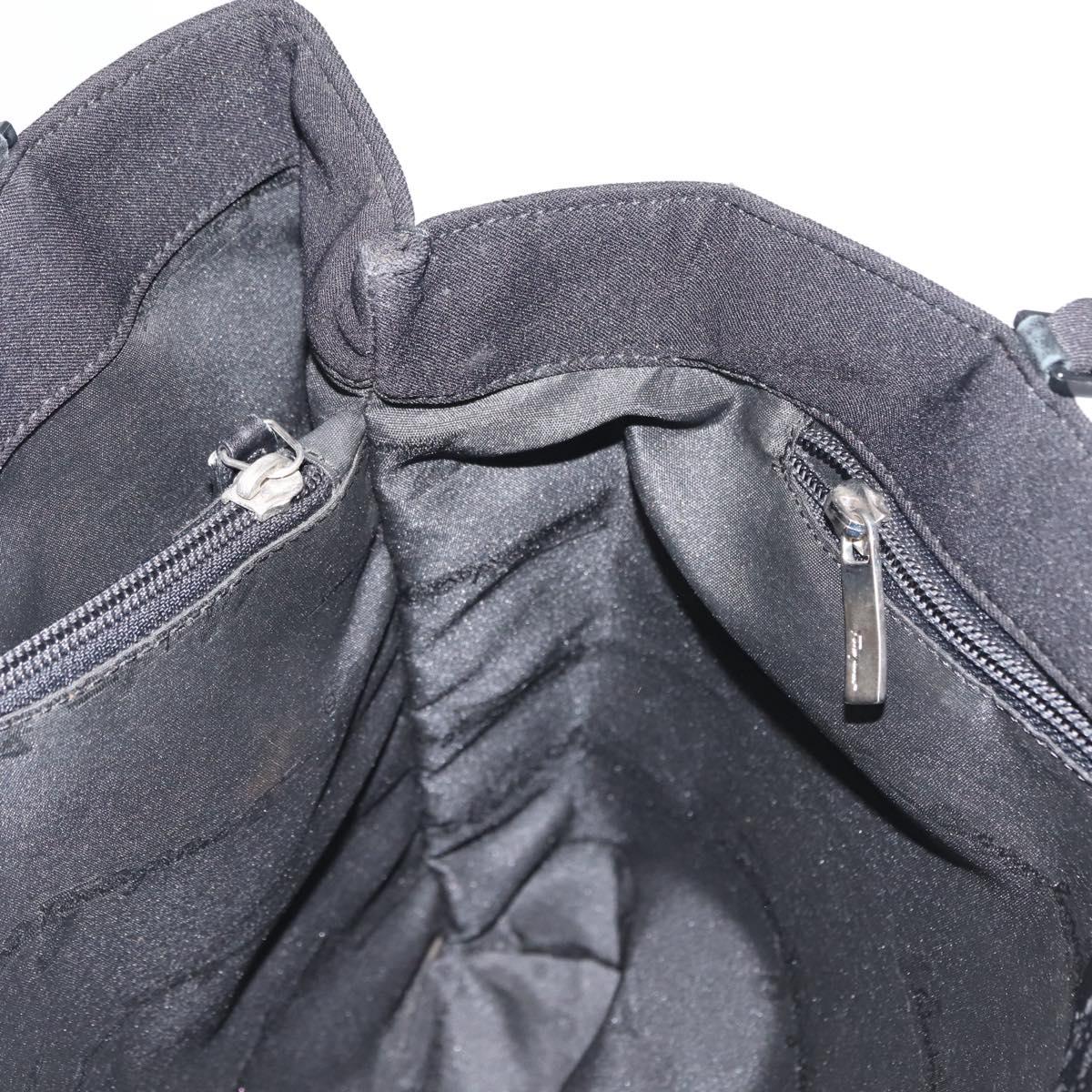 Salvatore Ferragamo Chain Vala Shoulder Bag Nylon Black Auth 151972