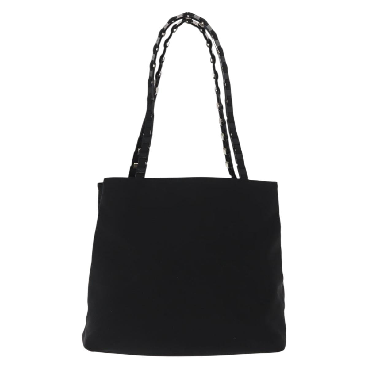 Salvatore Ferragamo Chain Vala Shoulder Bag Nylon Black Auth 151972