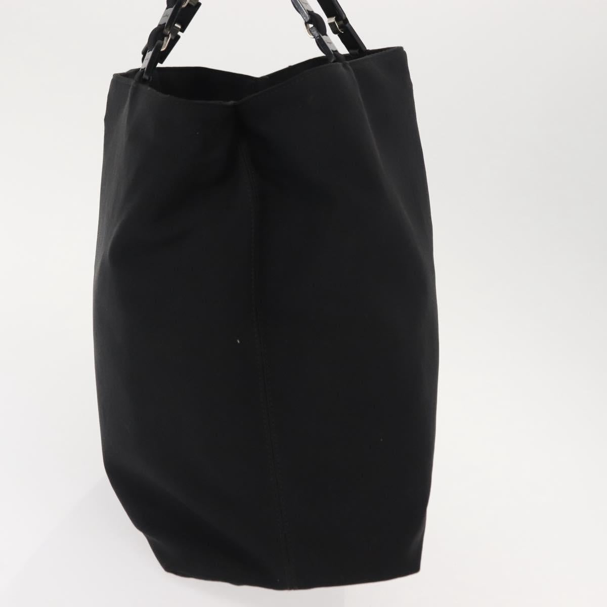 Salvatore Ferragamo Chain Vala Shoulder Bag Nylon Black Auth 151972