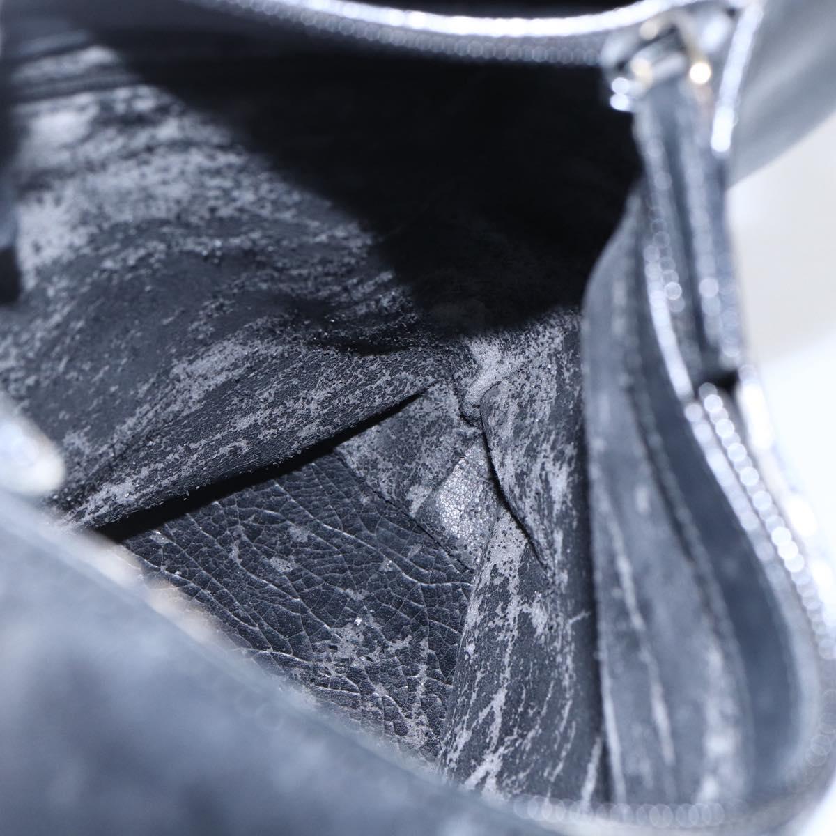 GUCCI Bamboo Shoulder Bag Leather Black Gold Auth 151973