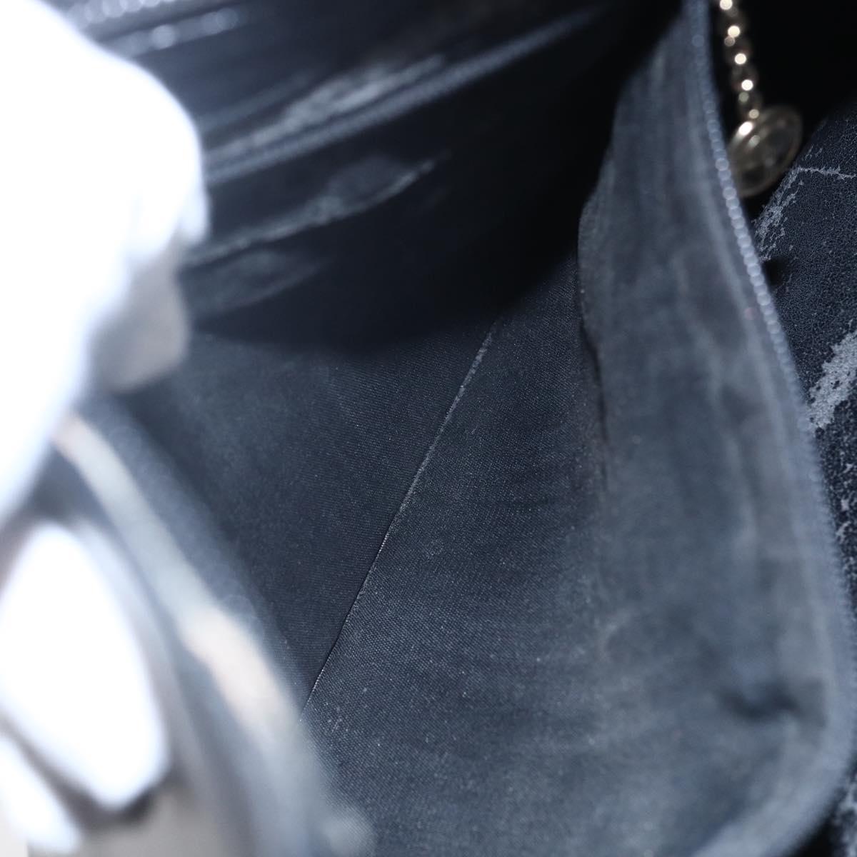 GUCCI Bamboo Shoulder Bag Leather Black Gold Auth 151973