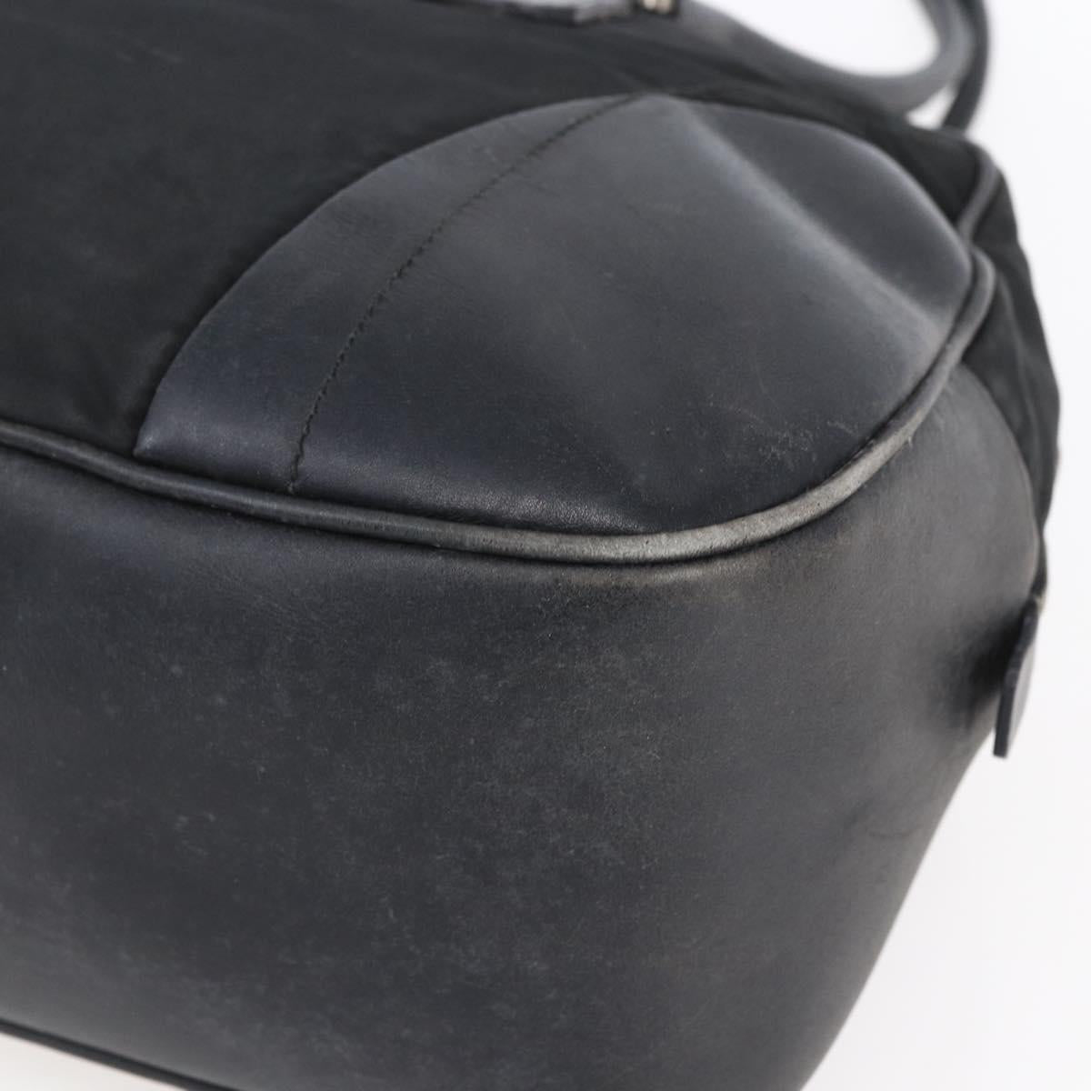PRADA Hand Bag Nylon Black Silver Auth 151974