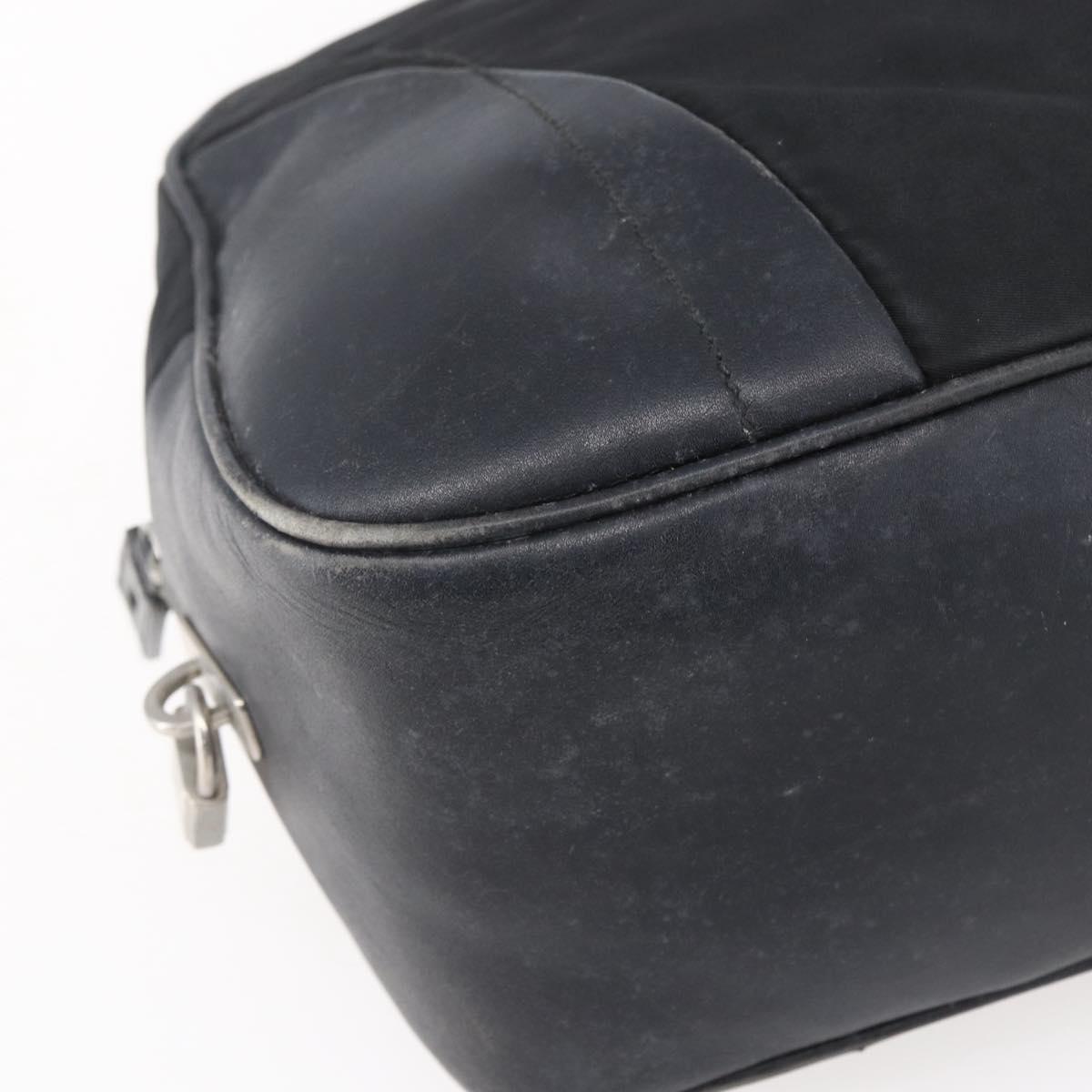 PRADA Hand Bag Nylon Black Silver Auth 151974