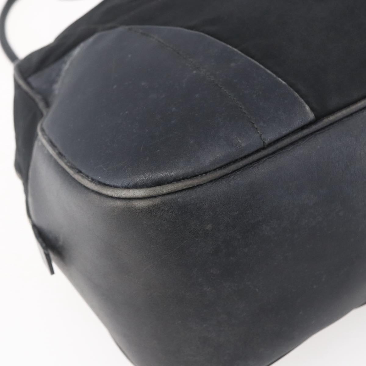 PRADA Hand Bag Nylon Black Silver Auth 151974