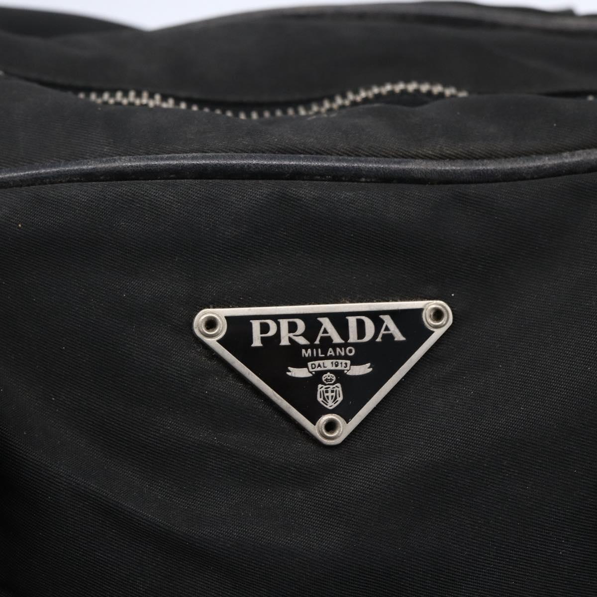PRADA Hand Bag Nylon Black Silver Auth 151974