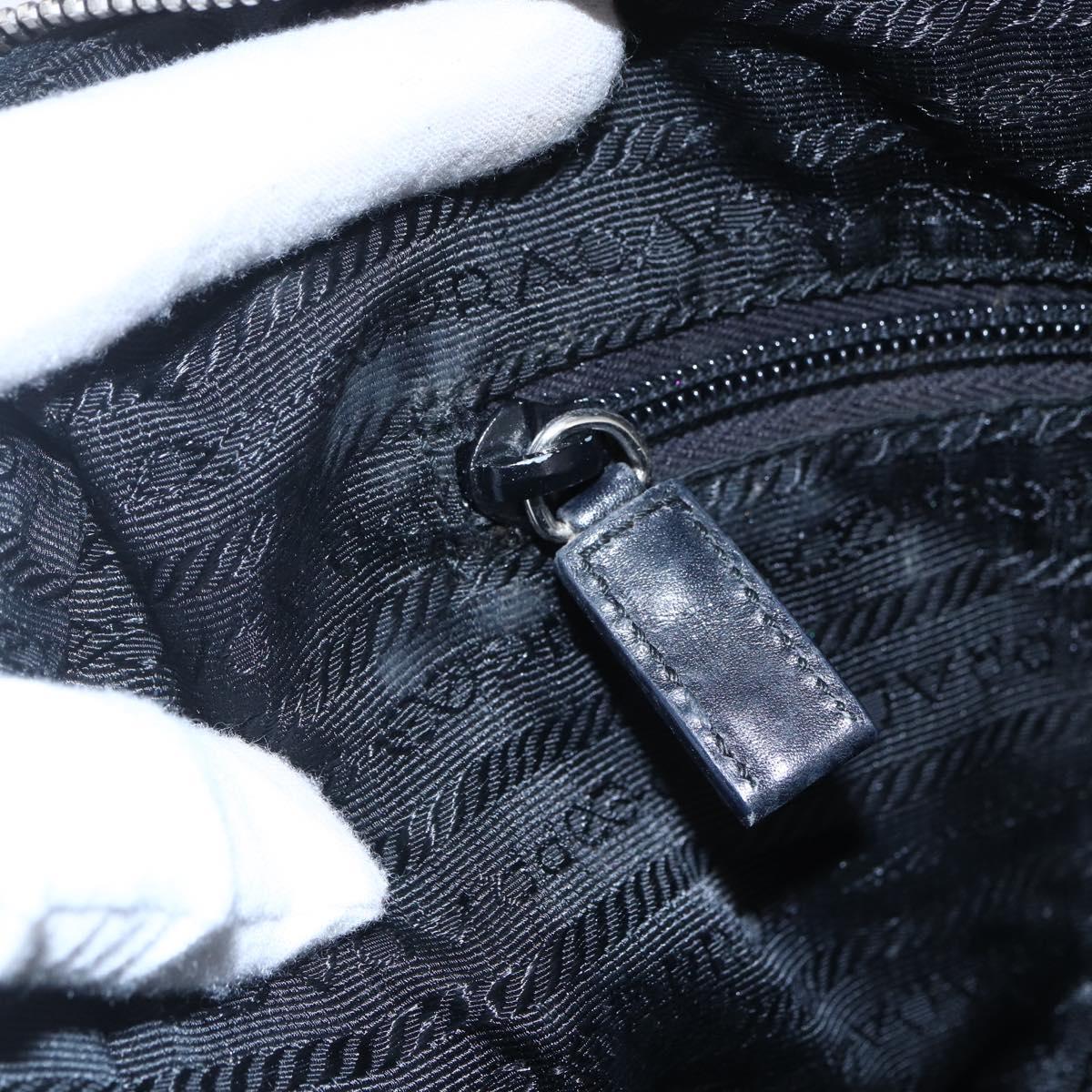 PRADA Hand Bag Nylon Black Silver Auth 151974