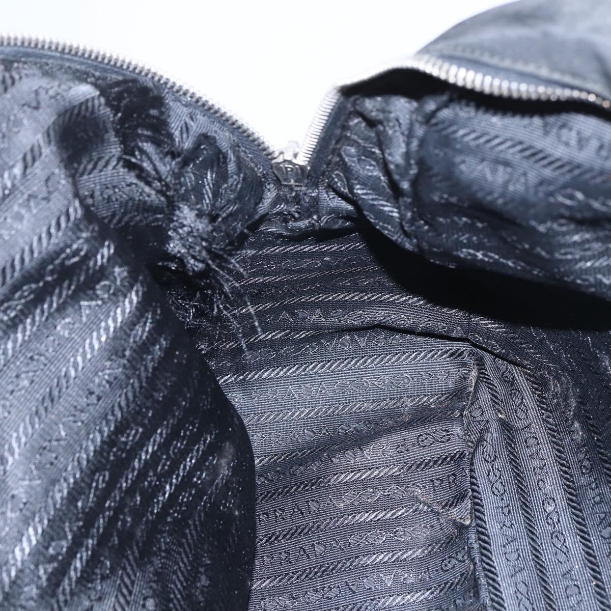 PRADA Hand Bag Nylon Black Silver Auth 151974
