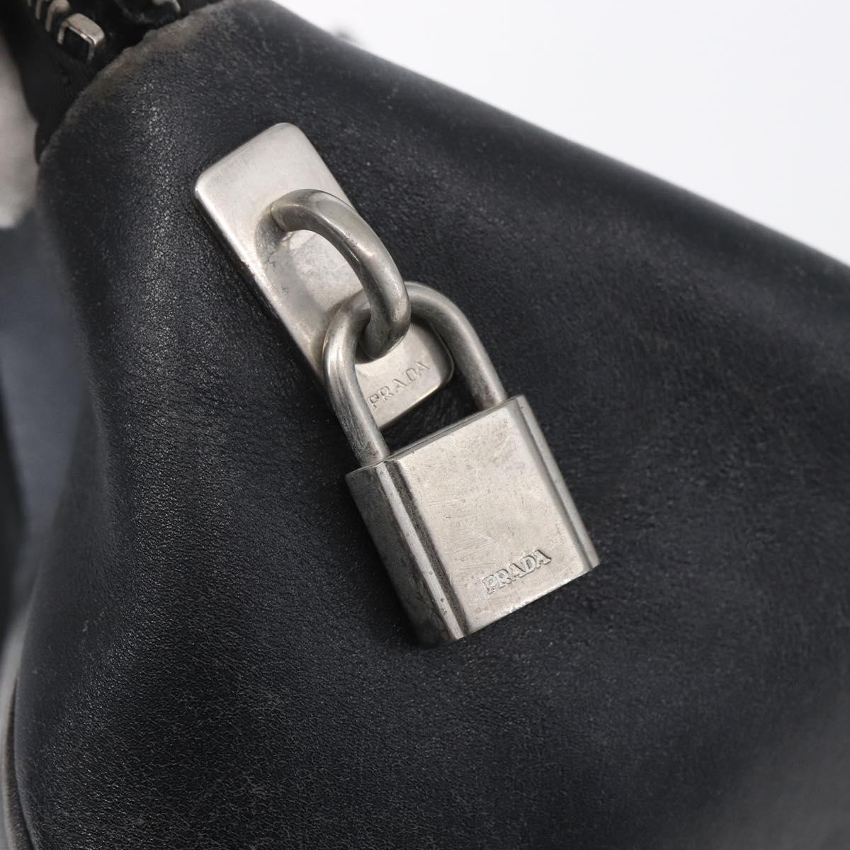 PRADA Hand Bag Nylon Black Silver Auth 151974