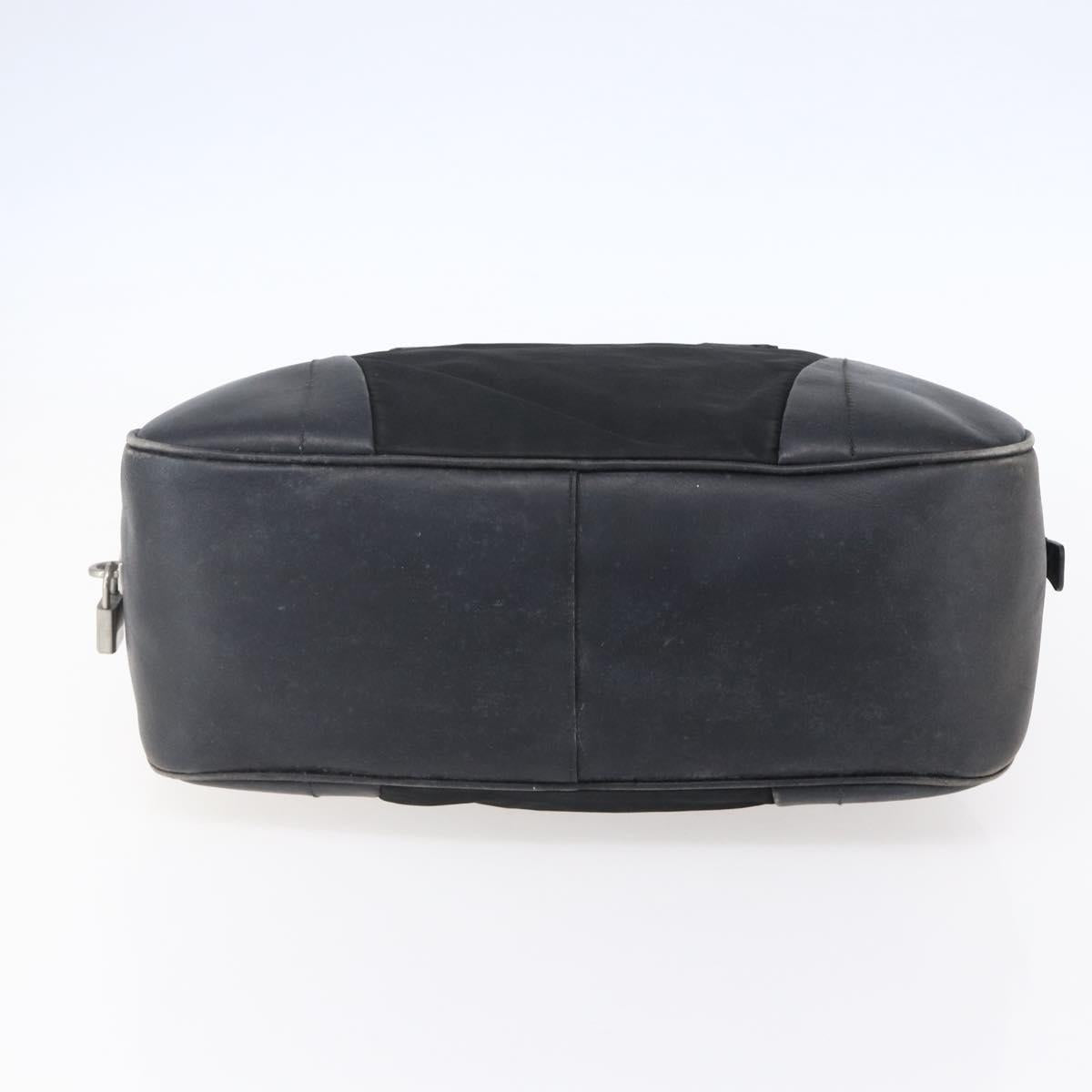 PRADA Hand Bag Nylon Black Silver Auth 151974