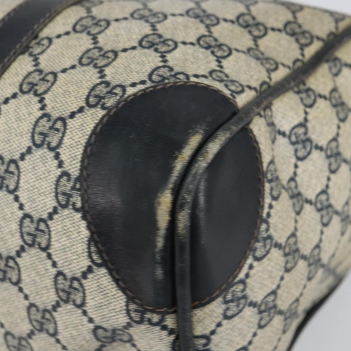 GUCCI GG Supreme Sherry Line Boston Bag PVC Navy Gold Red Auth 151975