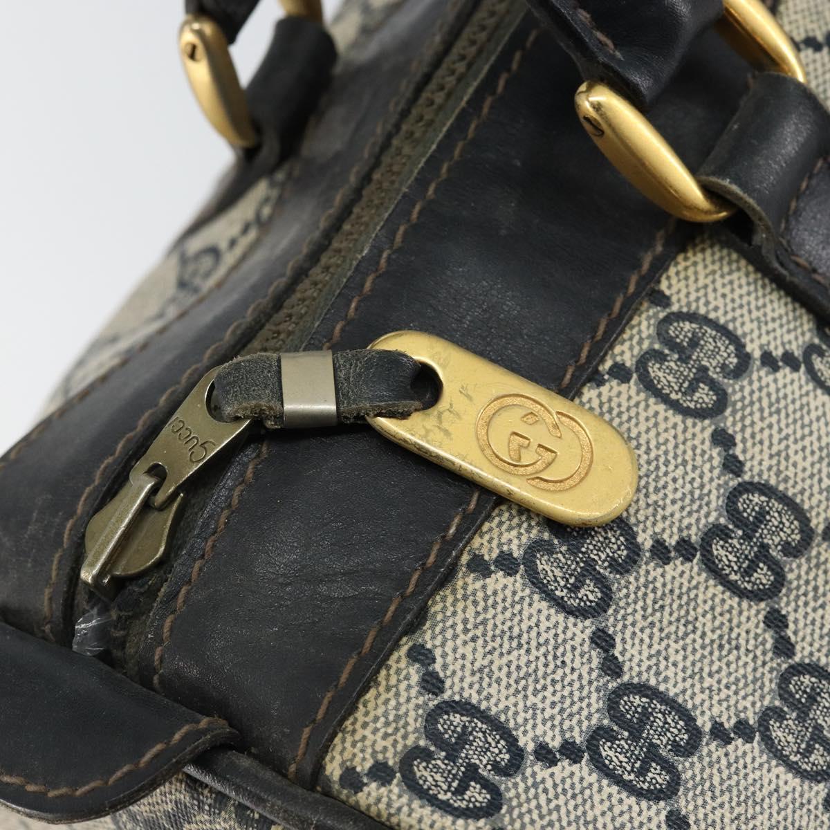 GUCCI GG Supreme Sherry Line Boston Bag PVC Navy Gold Red Auth 151975