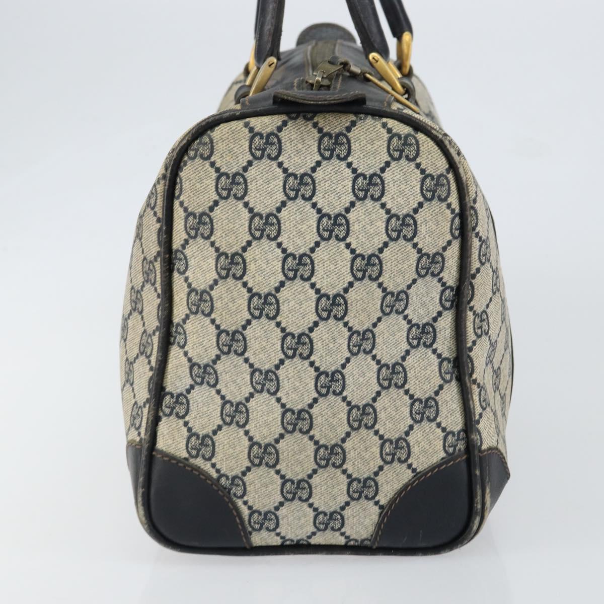 GUCCI GG Supreme Sherry Line Boston Bag PVC Navy Gold Red Auth 151975