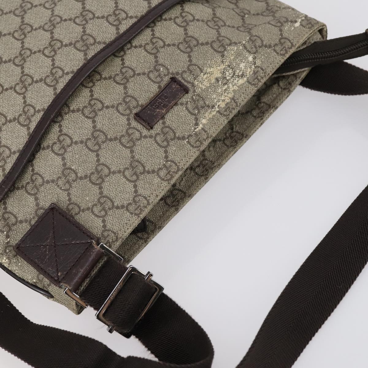 GUCCI GG Supreme Shoulder Bag PVC Beige Silver 141626 Auth 151979