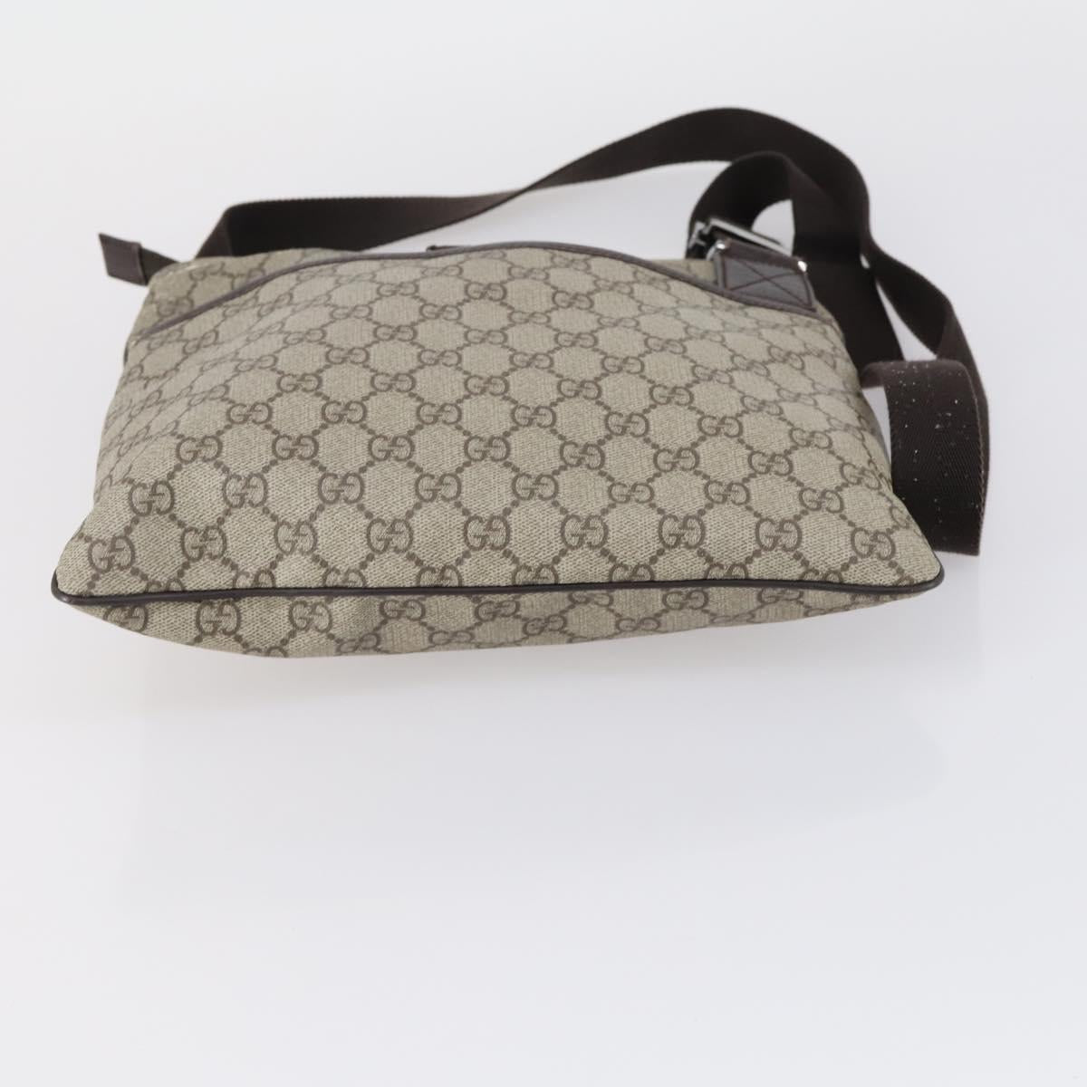 GUCCI GG Supreme Shoulder Bag PVC Beige Silver 141626 Auth 151979