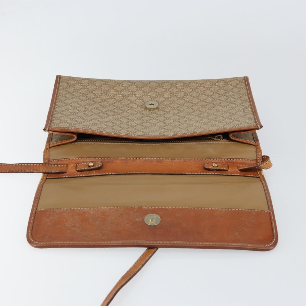 CELINE Macadam Canvas Shoulder Bag PVC Beige Auth 151980