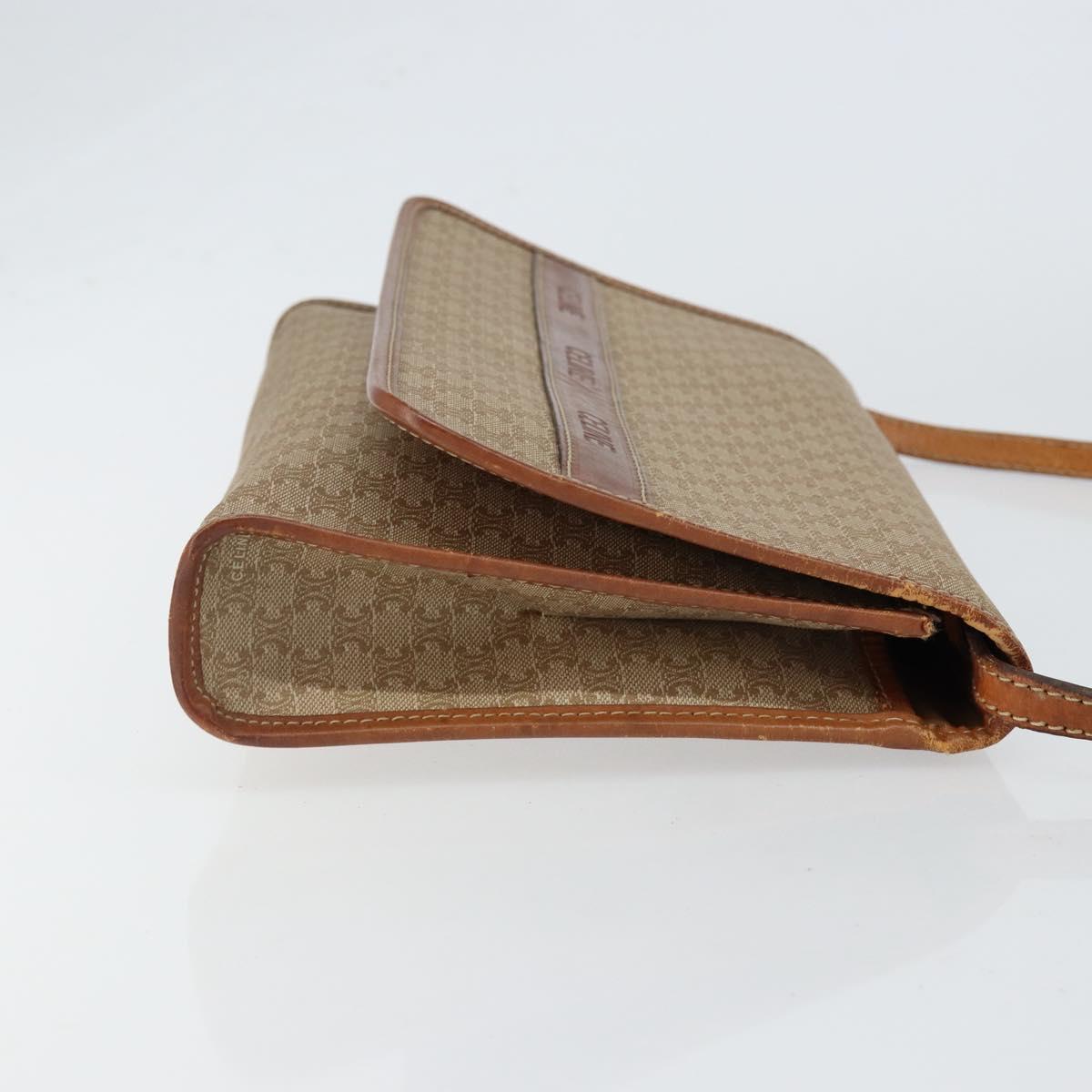 CELINE Macadam Canvas Shoulder Bag PVC Beige Auth 151980