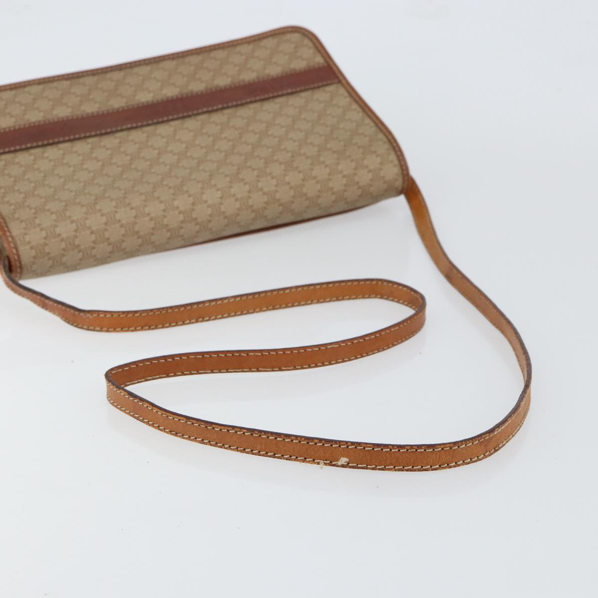 CELINE Macadam Canvas Shoulder Bag PVC Beige Auth 151980