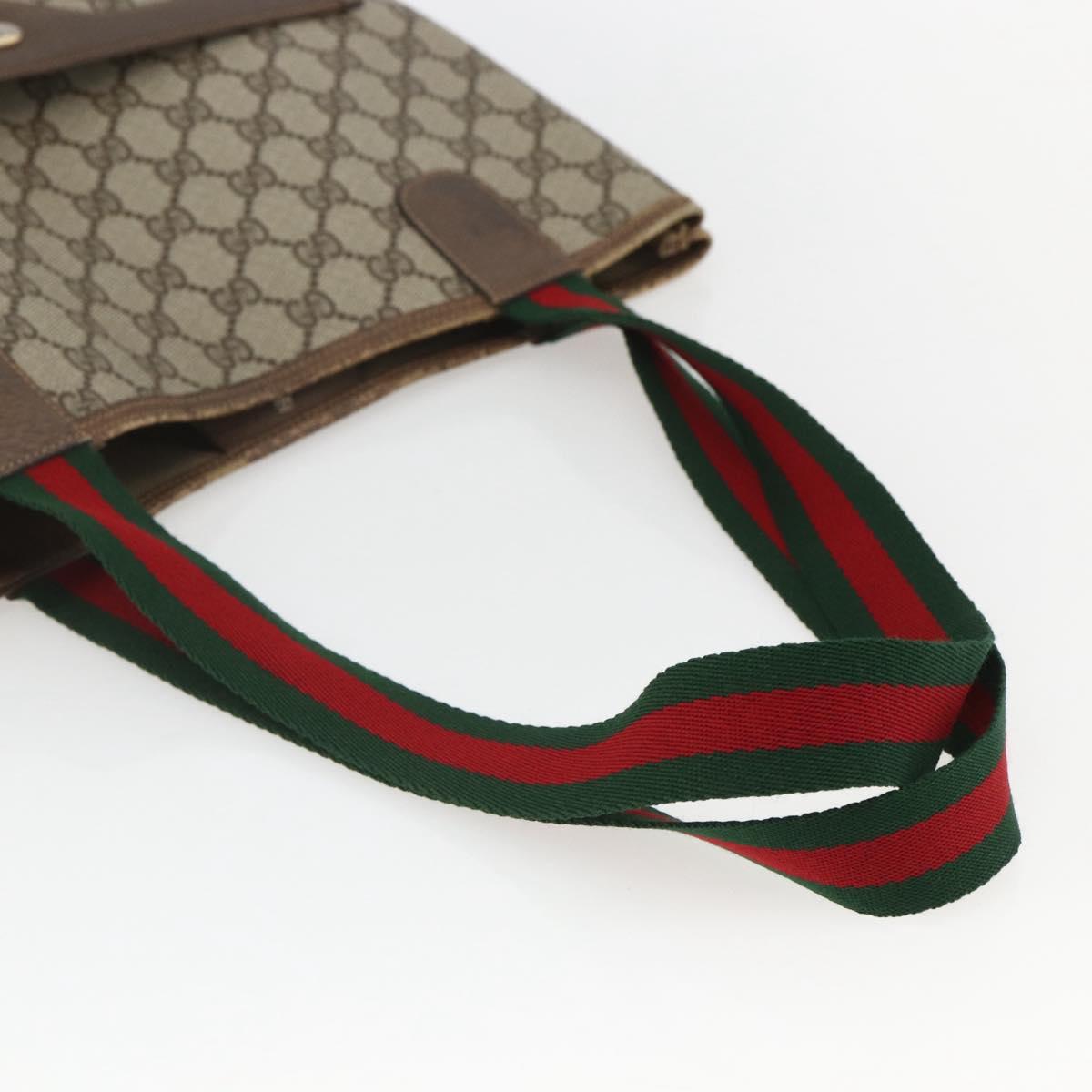 GUCCI GG Supreme Web Sherry Line Tote Bag PVC Beige Red 39 02 003 Auth 151981