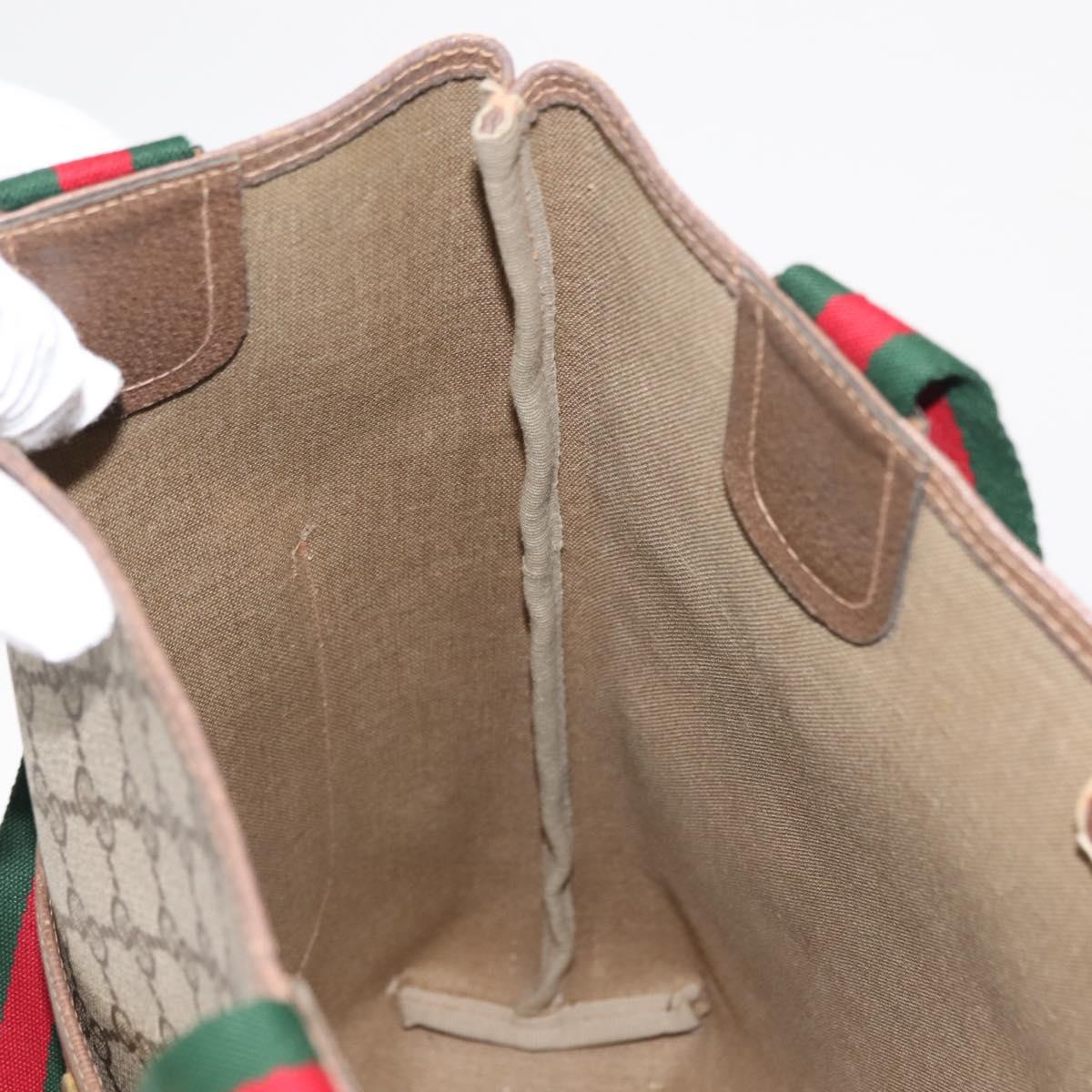 GUCCI GG Supreme Web Sherry Line Tote Bag PVC Beige 39 02 003 Auth 151982