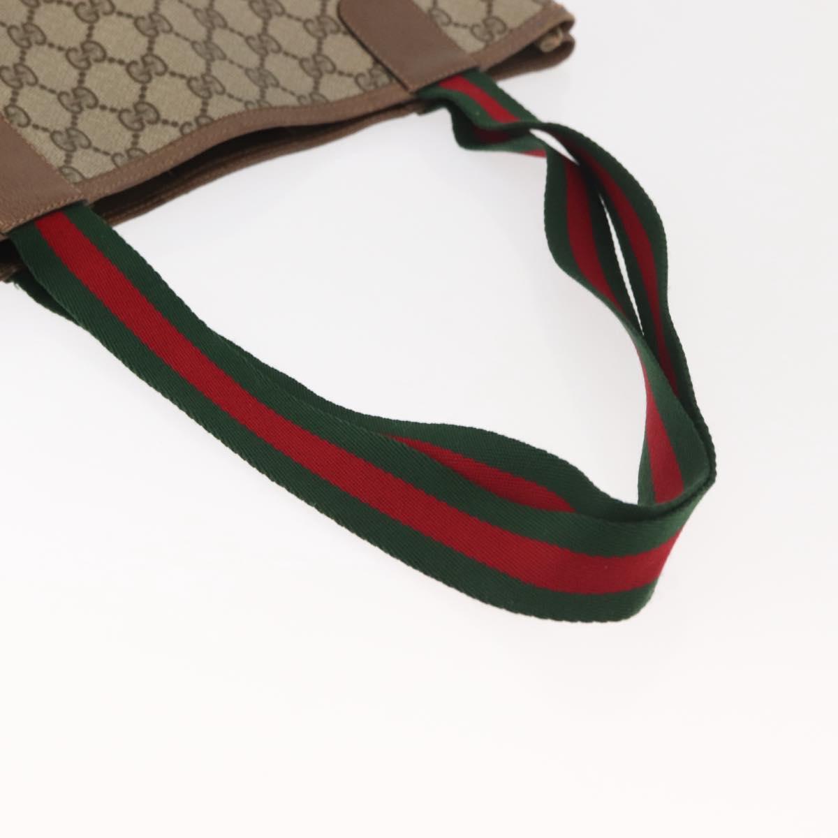 GUCCI GG Supreme Web Sherry Line Tote Bag PVC Beige 39 02 003 Auth 151982