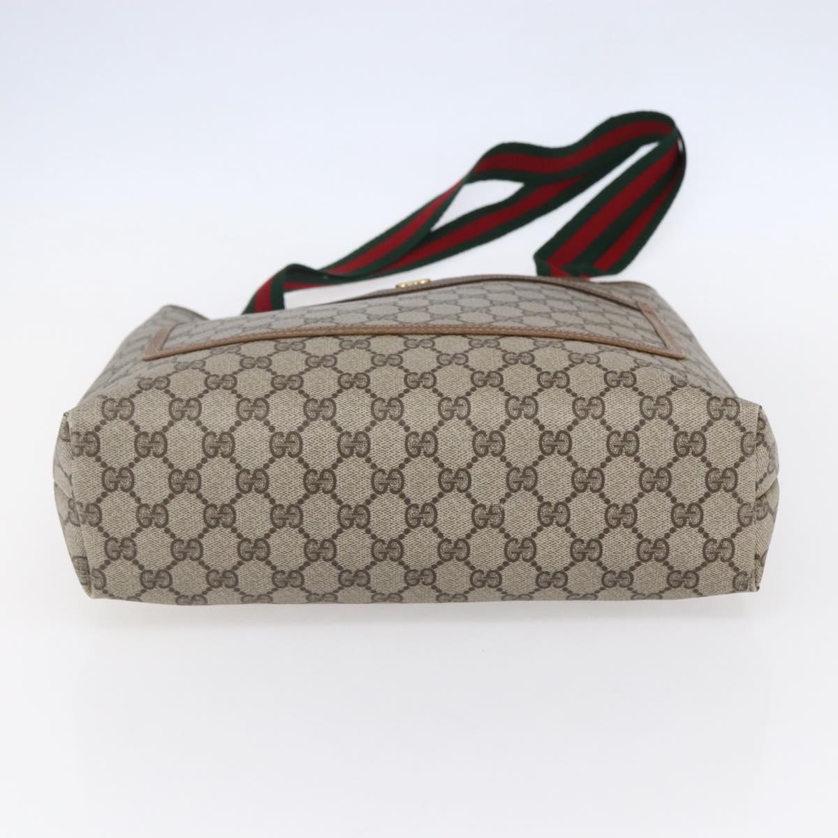 GUCCI GG Supreme Web Sherry Line Tote Bag PVC Beige 40 02 003 Auth 151983
