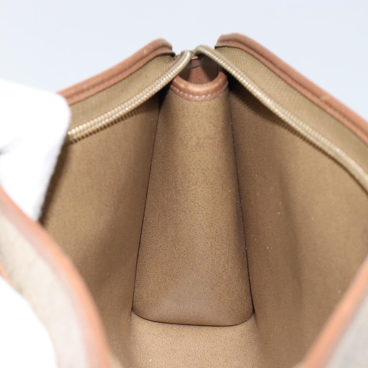 Christian Dior Honeycomb Canvas Clutch Bag PVC Beige Gold Auth 151989