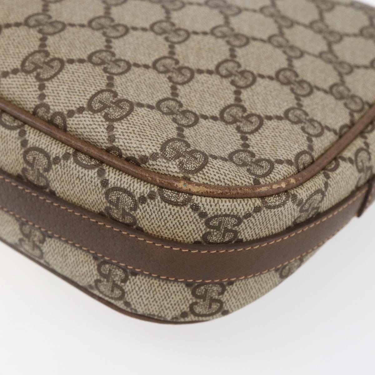 GUCCI GG Supreme Shoulder Bag PVC Beige Gold Auth 151990