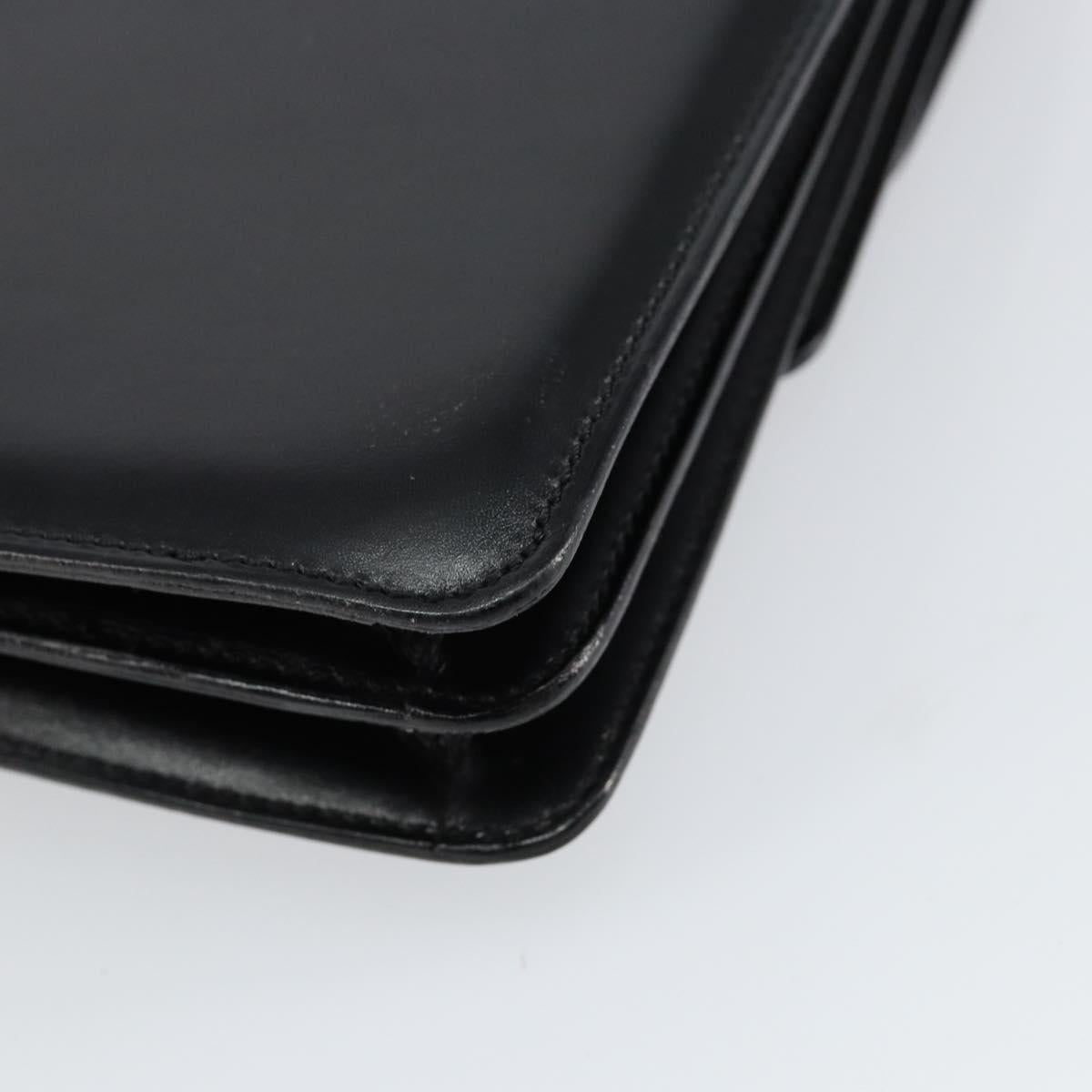 CELINE Hand Bag Leather Black Silver Auth 151991