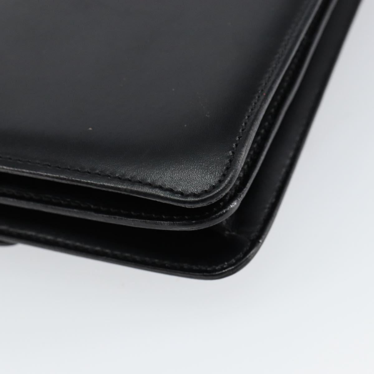 CELINE Hand Bag Leather Black Silver Auth 151991