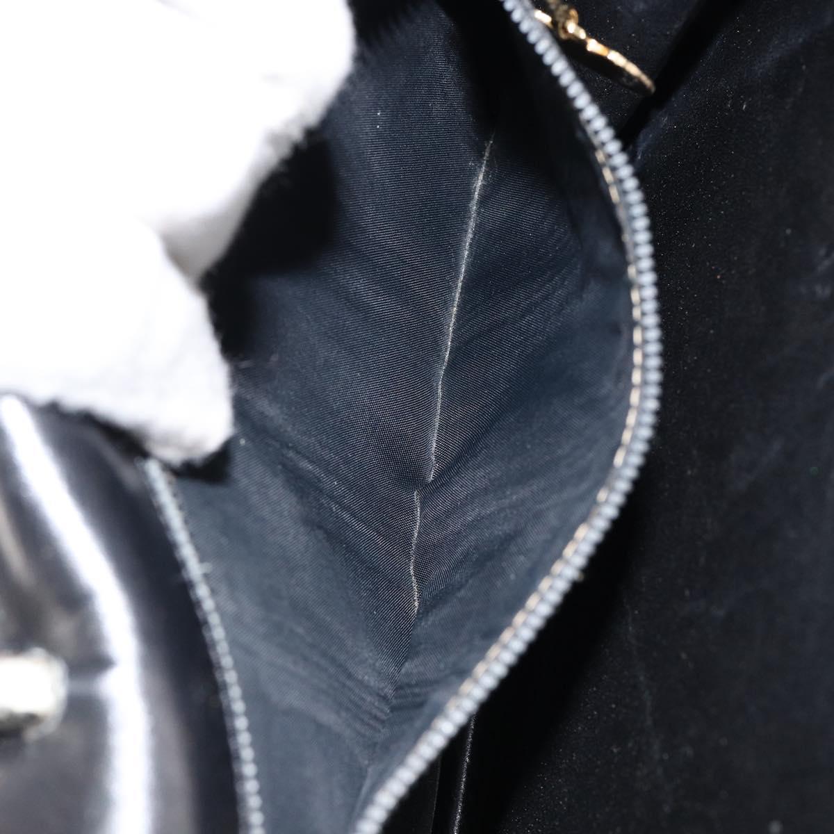 CELINE Hand Bag Leather Black Silver Auth 151991