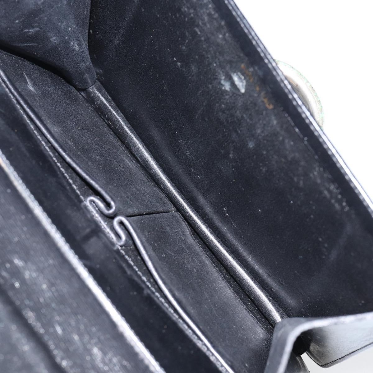 CELINE Hand Bag Leather Black Silver Auth 151991