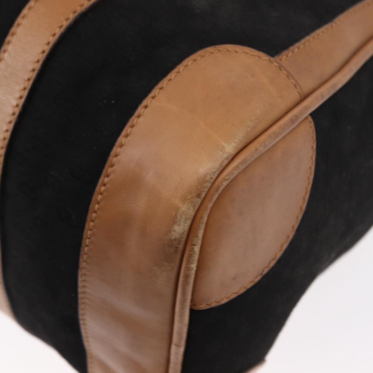 GUCCI Micro GG Canvas Boston Bag Black Gold Auth 151992