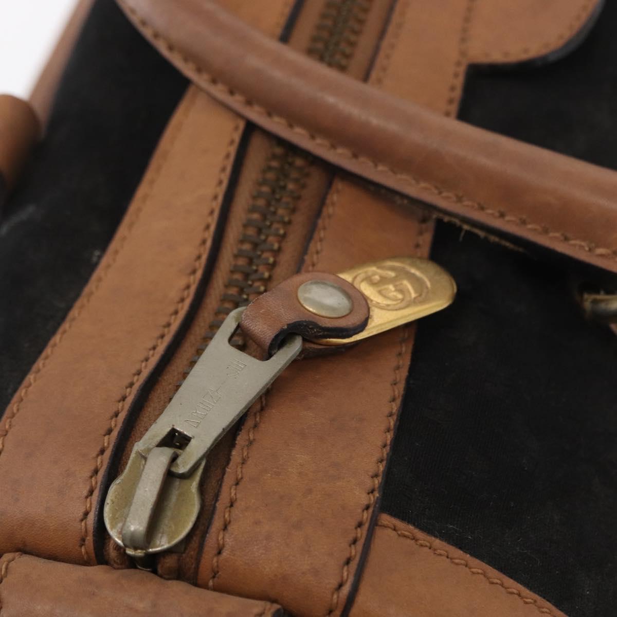 GUCCI Micro GG Canvas Boston Bag Black Gold Auth 151992