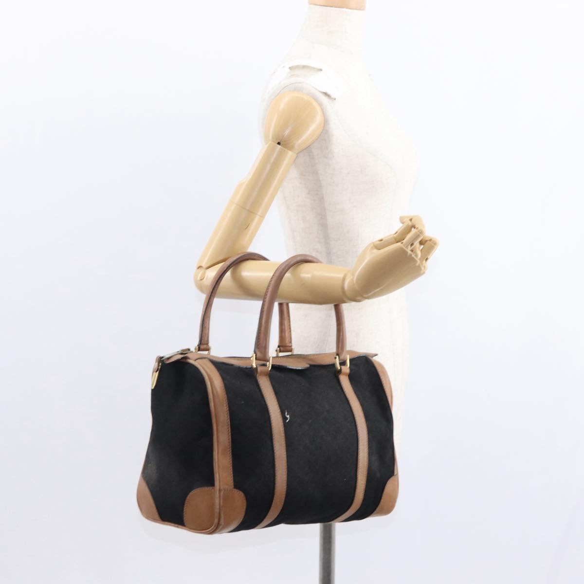 GUCCI Micro GG Canvas Boston Bag Black Gold Auth 151992