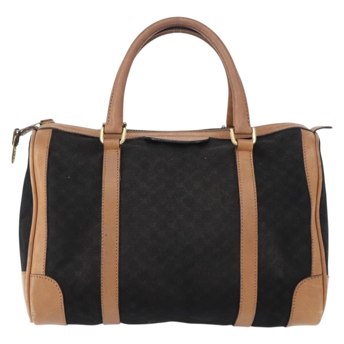 GUCCI Micro GG Canvas Boston Bag Black Gold Auth 151992