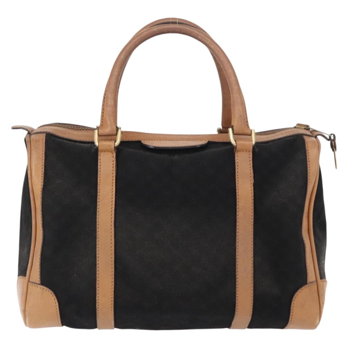 GUCCI Micro GG Canvas Boston Bag Black Gold Auth 151992