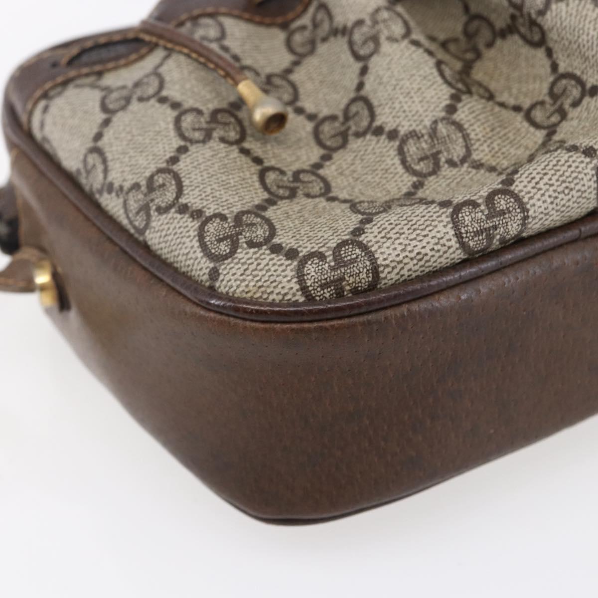 GUCCI GG Supreme Shoulder Bag PVC Beige Gold Auth 151994