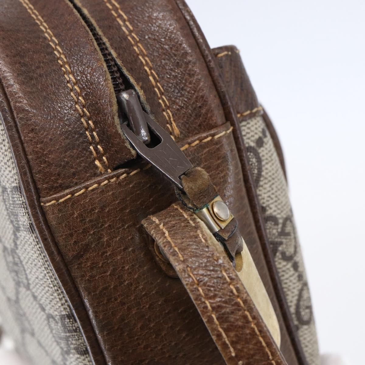 GUCCI GG Supreme Shoulder Bag PVC Beige Gold Auth 151994