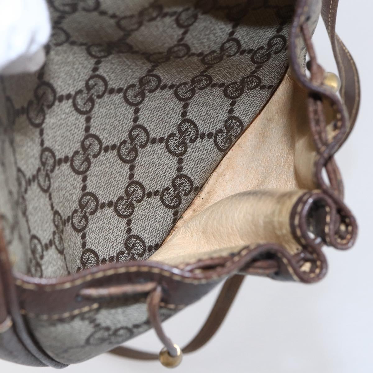 GUCCI GG Supreme Shoulder Bag PVC Beige Gold Auth 151994