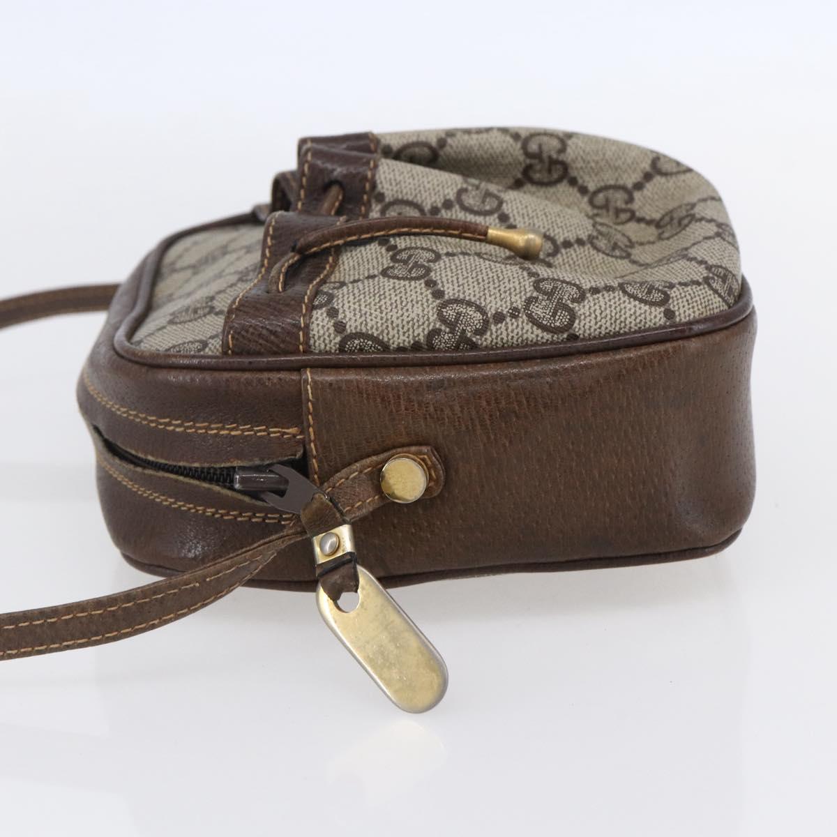 GUCCI GG Supreme Shoulder Bag PVC Beige Gold Auth 151994