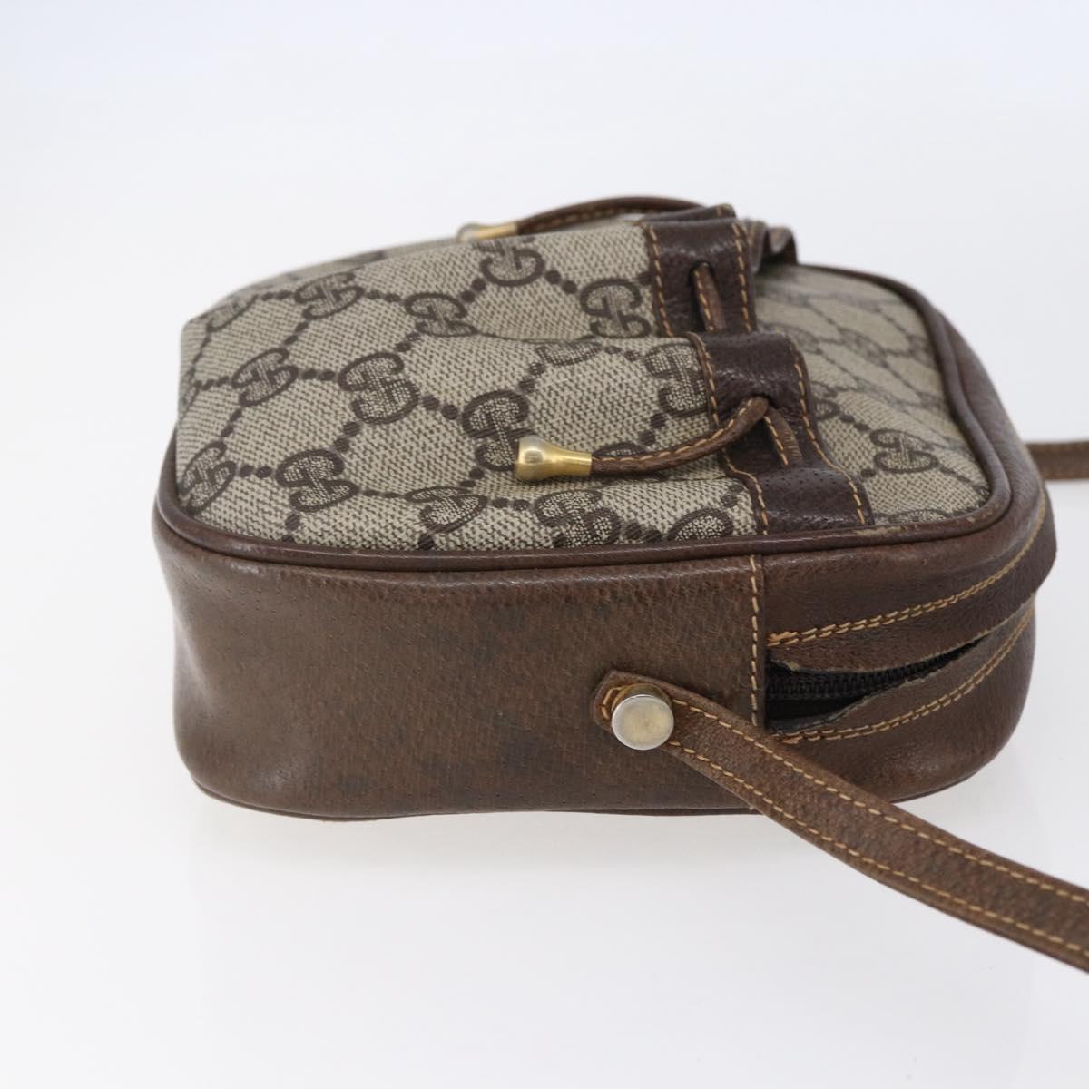 GUCCI GG Supreme Shoulder Bag PVC Beige Gold Auth 151994