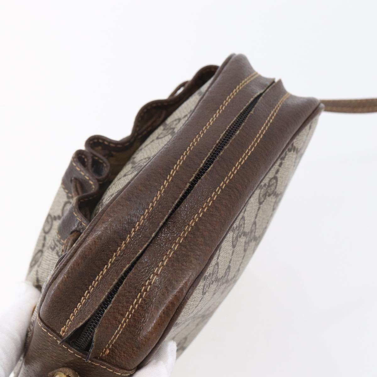 GUCCI GG Supreme Shoulder Bag PVC Beige Gold Auth 151994