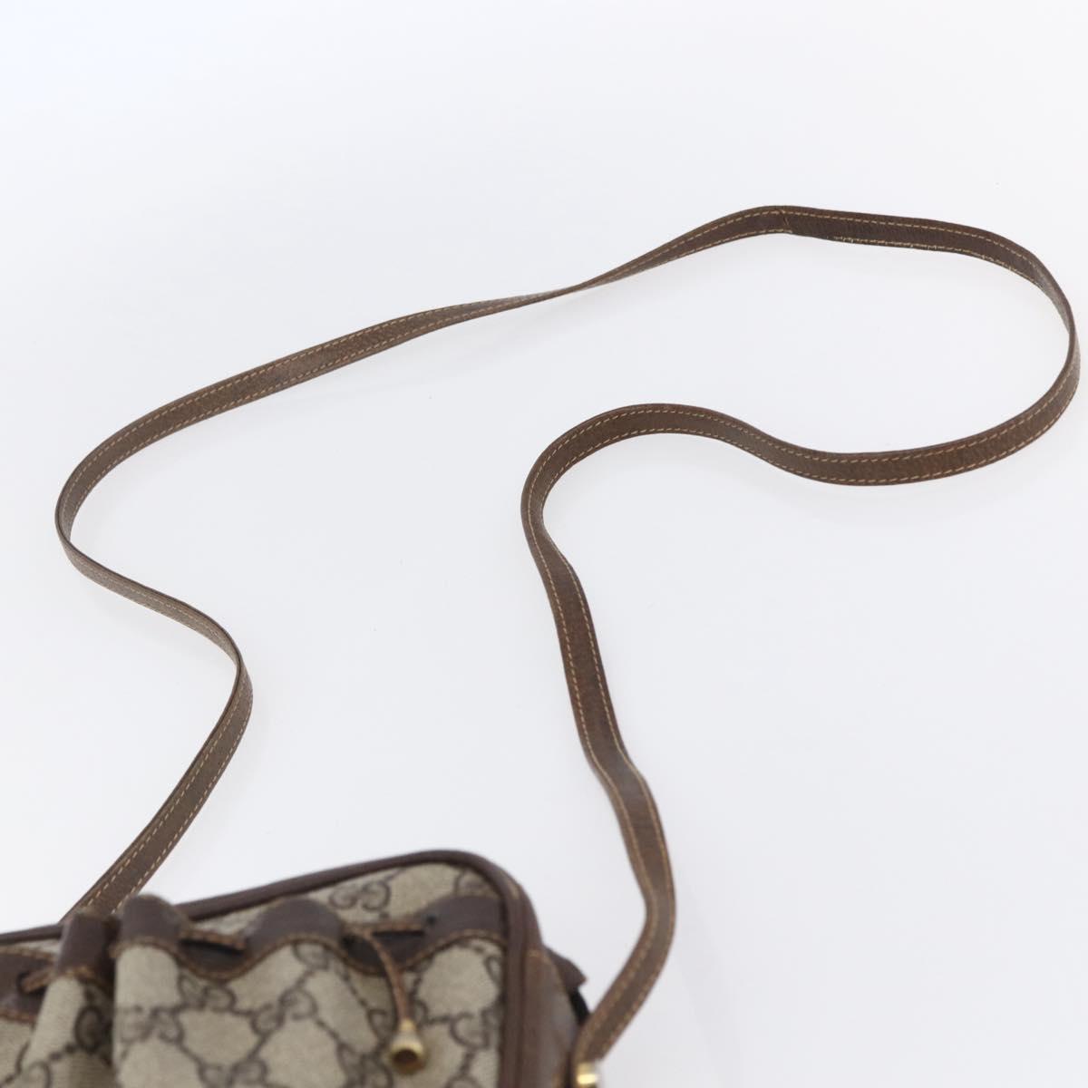 GUCCI GG Supreme Shoulder Bag PVC Beige Gold Auth 151994