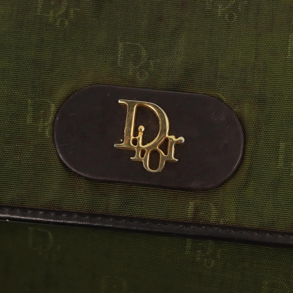 Christian Dior Shoulder Bag Nylon Khaki Gold Auth 151997