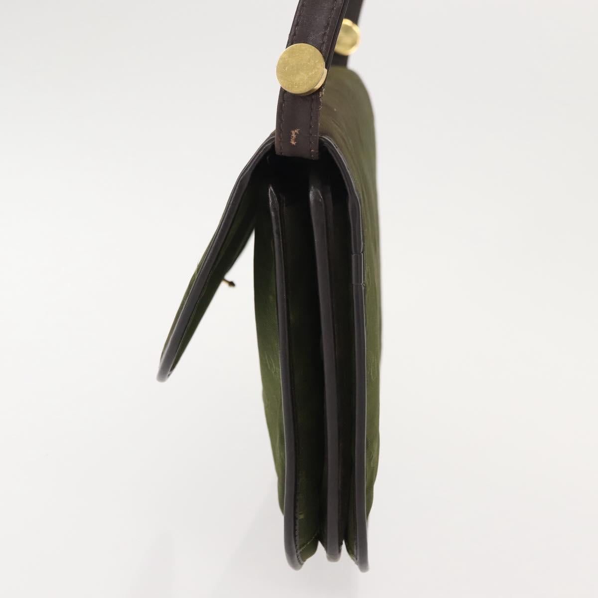 Christian Dior Shoulder Bag Nylon Khaki Gold Auth 151997