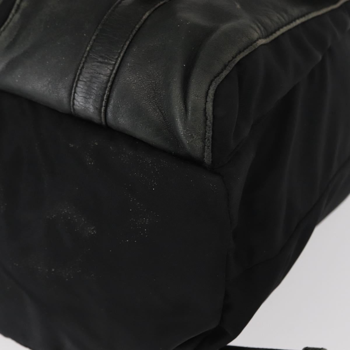 PRADA Backpack Nylon Leather Black Silver Auth 151999