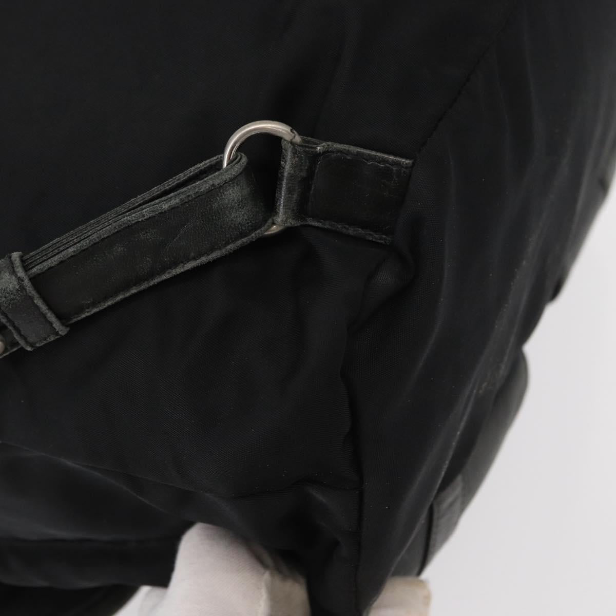 PRADA Backpack Nylon Leather Black Silver Auth 151999