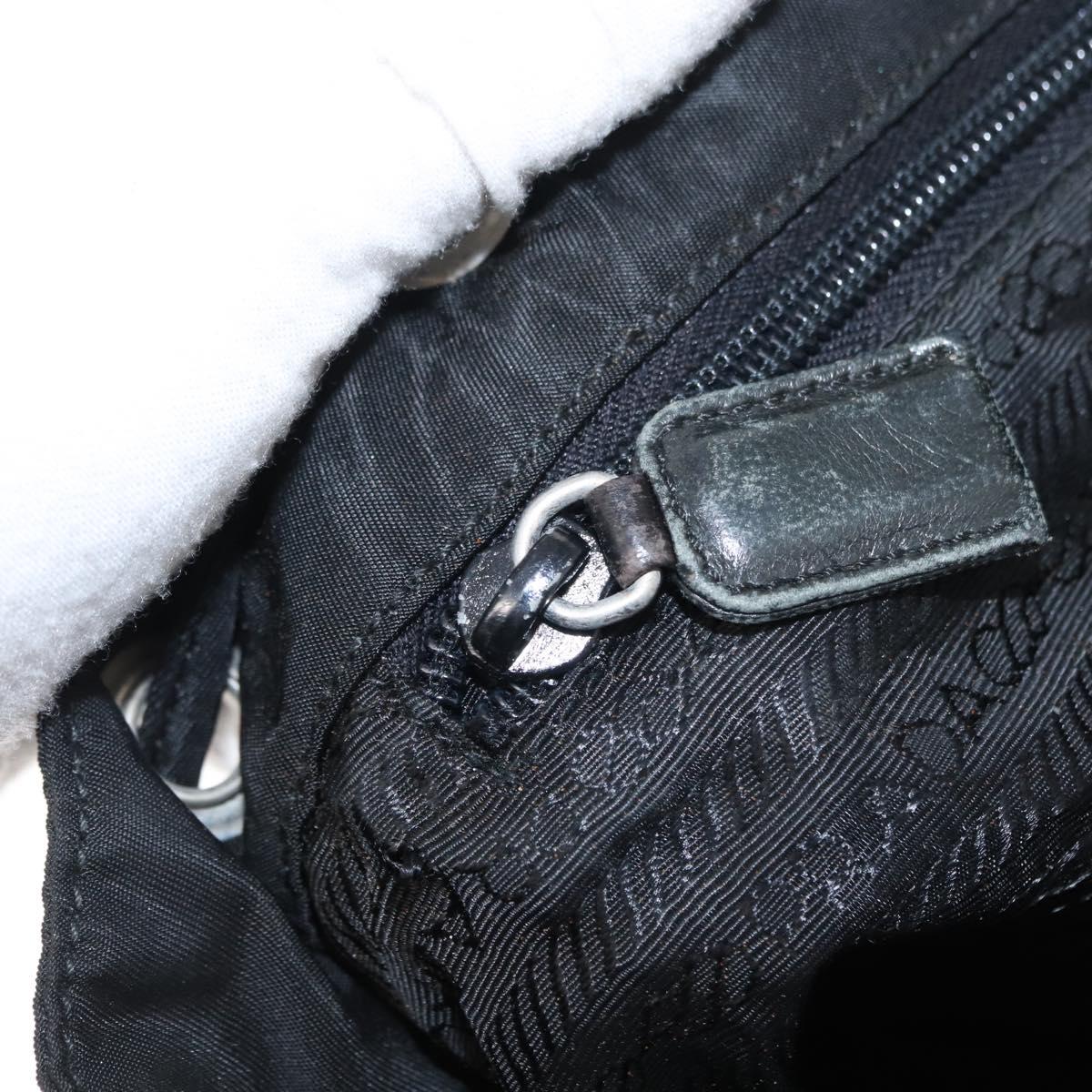 PRADA Backpack Nylon Leather Black Silver Auth 151999